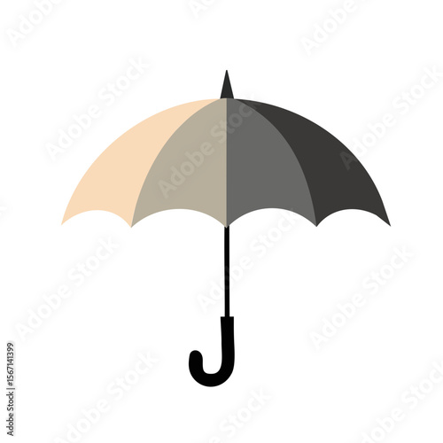Stylish umbrella with a modern design in neutral colors on a transparent background with copy space