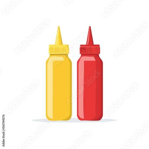 Bottles of Ketchup and Mustard Isolated on a Transparent Background 