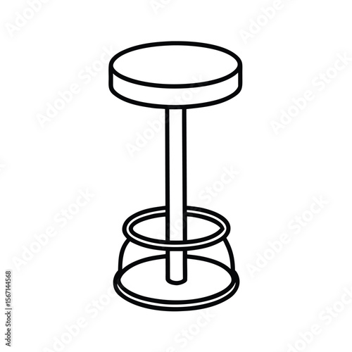 bar stool with footrest ring  black line art  whit