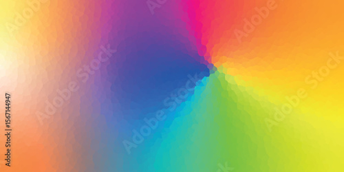 Polygonal rainbow mosaic background. Abstract low poly vector illustration. Triangular pattern in halftone style. Template geometric business design with triangle for poster, banner, card, flyer.
