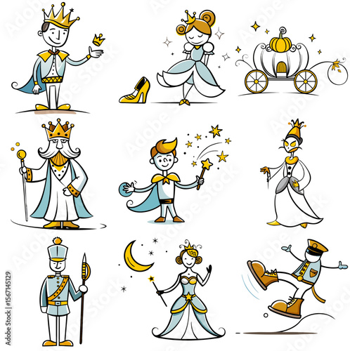 Cartoon characters of the fairy tale Cinderella