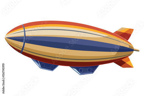Vintage Airship Adventure A Colorful Dirigible Journey Across the Sky in a Whimsical Illustration