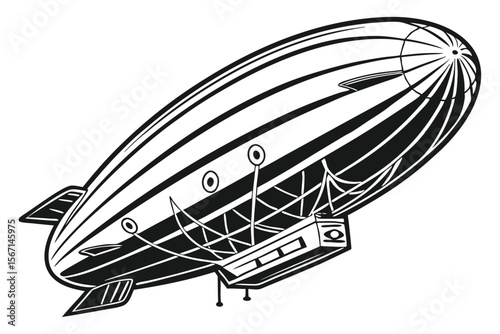 Whimsical Cartoon Zeppelin with Googly Eyes and a Friendly Grin Floating in the Sky with a Unique Design