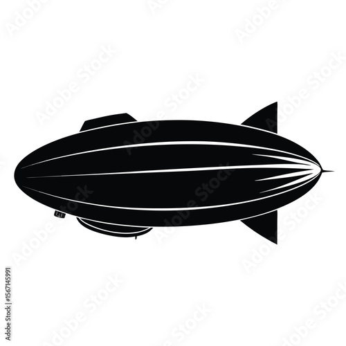 Monochrome Airship Silhouette Gracefully Floating Across the Sky, An Ode to Vintage Travel and Engineering Innovation