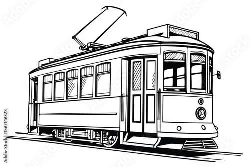 Vintage Trolley Car Illustration An Ode to Classic Public Transportation Systems and Nostalgic Urban Streetcars of the Past