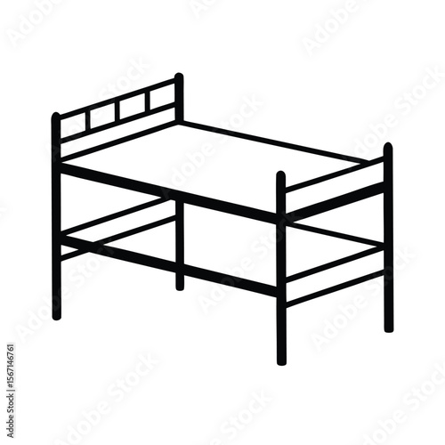 bunk bed frame without mattresses  black line art 