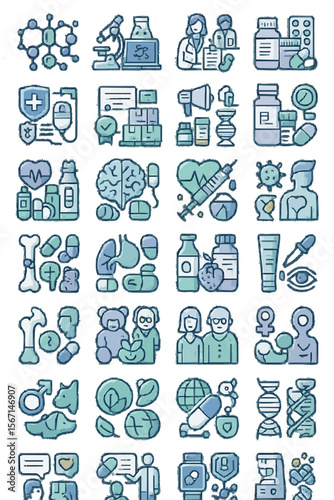Pharmaceutical & Drug Development Vector Collection - Scientific Medicine Graphics