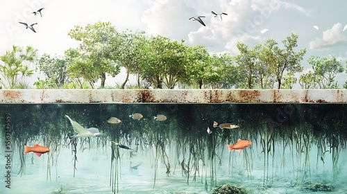 Seawall Ecosystem Restoration Project Featuring Mangrove Integration to Strengthen Coastal Resilience and Promote Marine Biodiversity Recovery