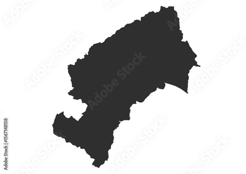 A clean, solid black silhouette vector map of the Zagreb region, Croatia, isolated on a white background.