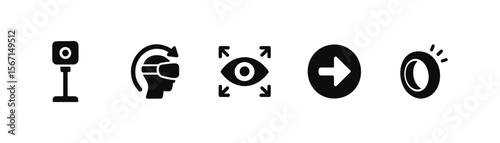 Virtual reality solid icon set. immersive, vr, technology, gadget, futuristic symbols