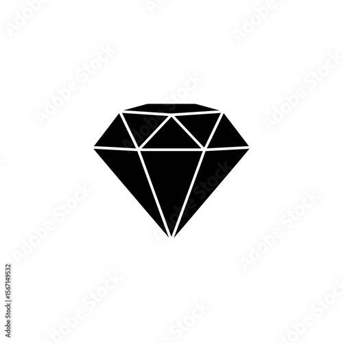 Isolated rendering of a faceted gemstone with geometric lines and sharp edges in a vector format