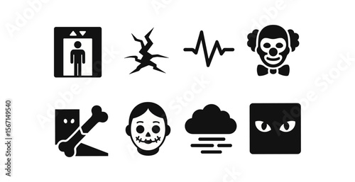 Halloween, horror silhouette icon set. spooky, creepy symbols collection