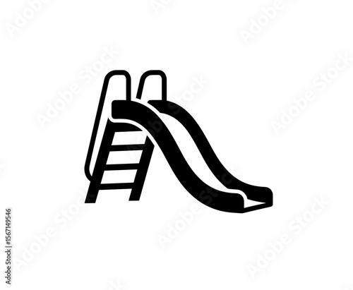 Depiction of a playground slide with ladder for climbing and a smooth sloping sliding area for recreation