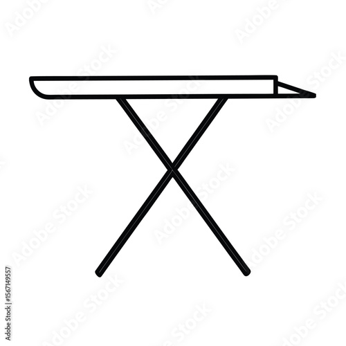ironing board folded and leaning against wall  bla
