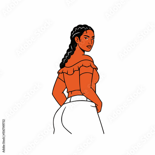 Proud Latina woman posing confidently in casual outfit  
