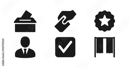 Voting and election solid icon set. ballot, democracy, poll icons solid collection