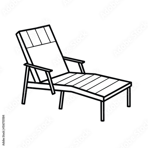 reclining patio chair with cushions  black line art