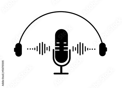 headphones and microphone vector