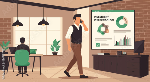 Financial Investment Strategy Analysis And Presentation In Modern Office