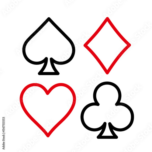 Simple playing card suits design hearts diamonds clubs spades 