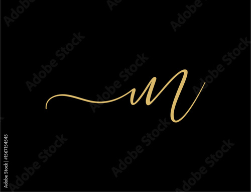 Gold script letter m