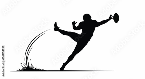 Soccer Goalkeeper Diving Save Silhouette with Grass Elements