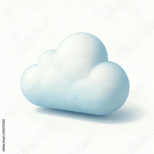 White cloud 3D icon casting soft shadows on a plain white background, it is seamlessly loopable