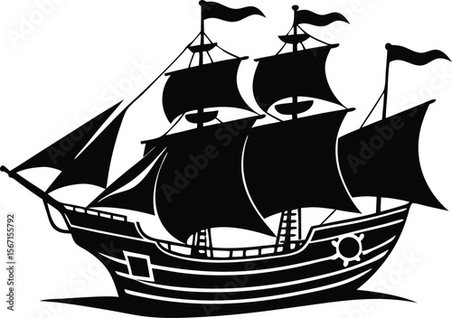 pirate ship silhouette  vector