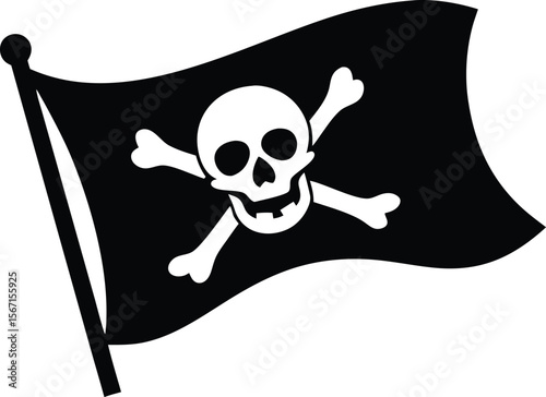 pirate flag with a skull and crossbones vector illustration
