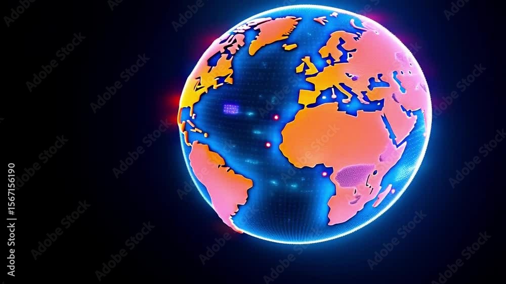Globe featuring asia and australia on a dark blue background on transparent background