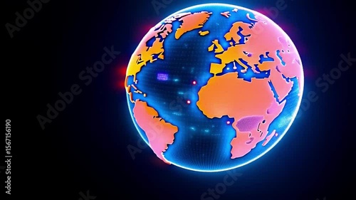 Globe featuring asia and australia on a dark blue background on transparent background