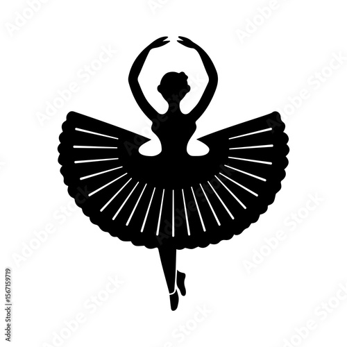 Elegant silhouette of a ballet dancer in a graceful pose, ideal for dance studios or theater productions branding and promotion.