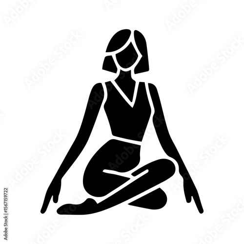 Woman sitting cross-legged, a minimalist design suitable for branding and icon design for lifestyle, wellness, or yoga themes.