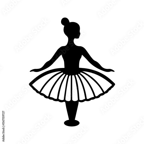 Graceful ballerina graphic featuring a tutu, perfect for dance studios or ballet-themed designs, suitable as a silhouette element.