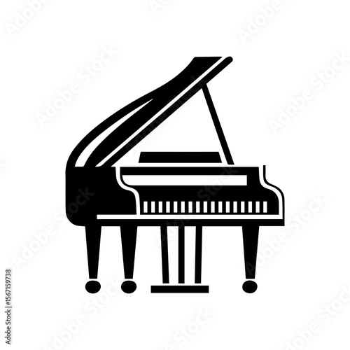 Striking piano graphic suitable for music-themed designs, posters, and event promotions with its bold, minimalist, and scalable style.