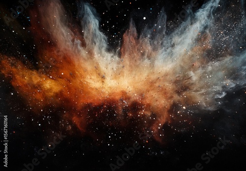 Explosion of colored powder on black background