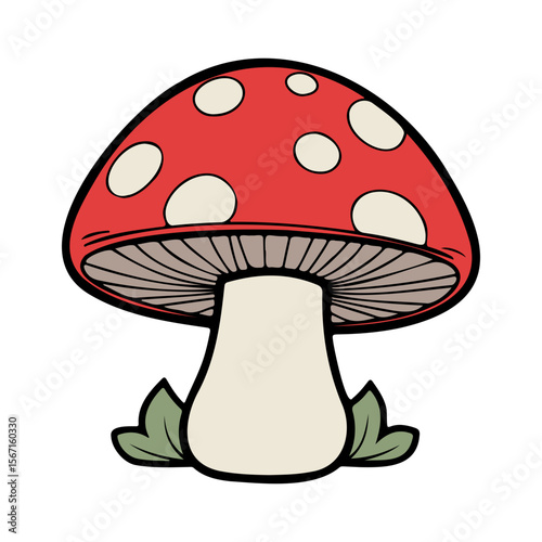Attractive toadstool drawing with distinctive spots, perfect for storybooks and nature-themed designs with its unique mushroom form.