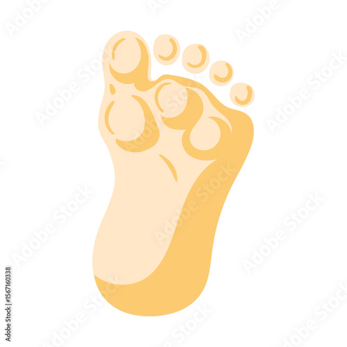 Stylized foot design featuring five toes in a soft yellow hue, ideal for medical graphics or podiatry-related projects.