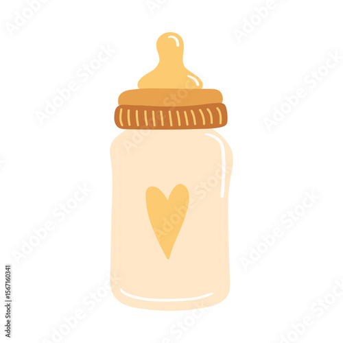 Gentle bottle design, a sweet symbol for childcare, perfect for creating adorable baby shower invitations or designing nursery decor elements.