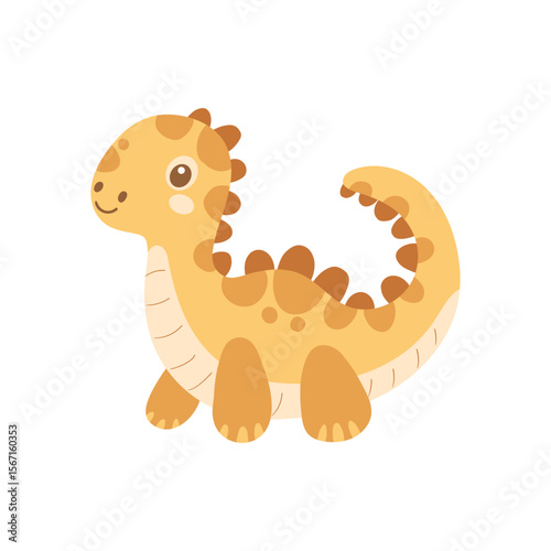 Playful dinosaur artwork in warm tones for children's design, perfect for creating engaging learning materials or cute animal-themed decorations.