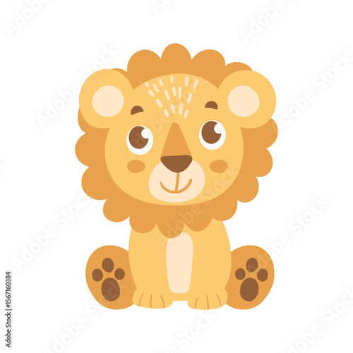 Adorable lion cub design featuring a cute expression, perfect for children's content, animal-themed designs, or logo elements.