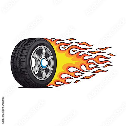 Great And Awesome Burning Wheel Illustration.
