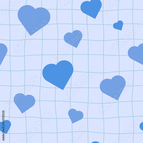 Charming hearts on a delicate grid backdrop create a visually appealing wallpaper design, perfect for use in backgrounds and whimsical layouts.