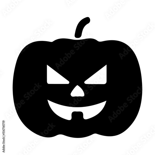 Halloween Pumpkin Face Silhouette | Jack-o'-Lantern Vector Icon

