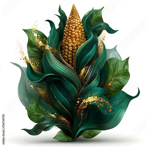 Vibrant abstract corn artwork with golden highlights high resolution picture