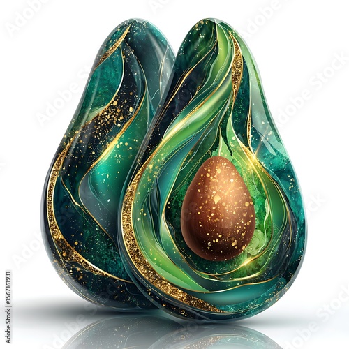 Vibrant avocado artwork with fluid effect high resolution photo