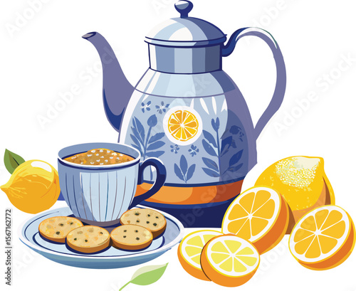 This collection of images depicts illustrations of teapots, some with intricate designs and others with a more classic appearance
