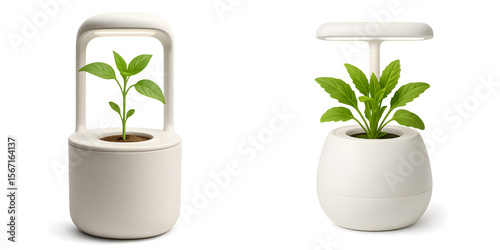 Smart Hydroponic Pod with LED Light Isolated