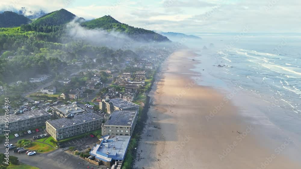 Stunning aerial reveal of Cannon Beach