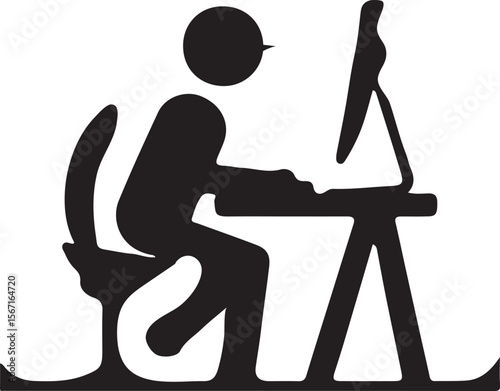 Person Working at Computer Desk Productivity and Workplace Efficiency